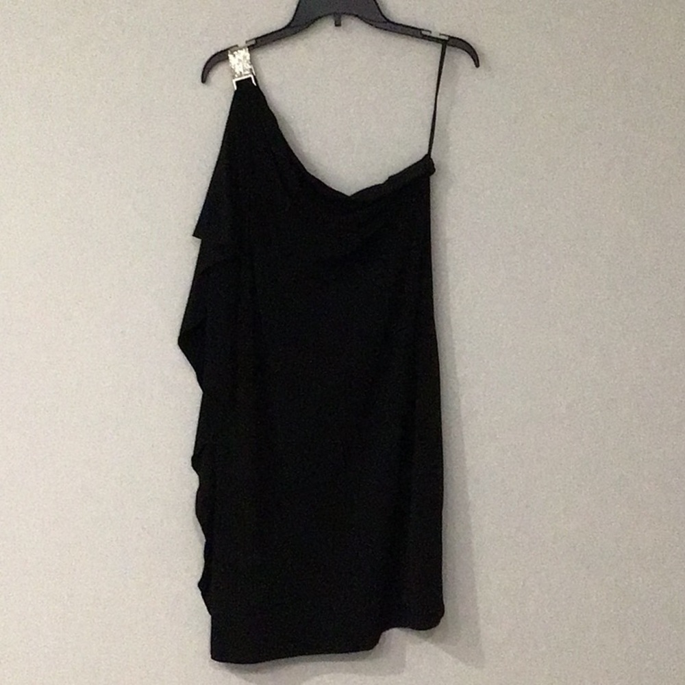 Black, one shoulder, cocktail dress